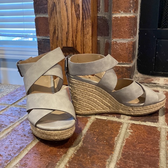 Charming Charlie’s Cross-Strap Wedge Platform Shoes - Picture 2 of 5